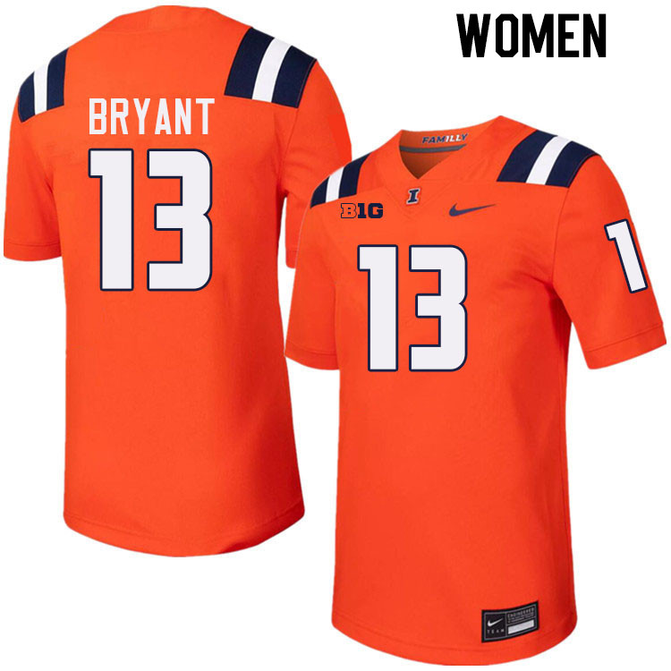 Women #13 Pat Bryant Illinois Fighting Illini College Football Jerseys Stitched-Orange